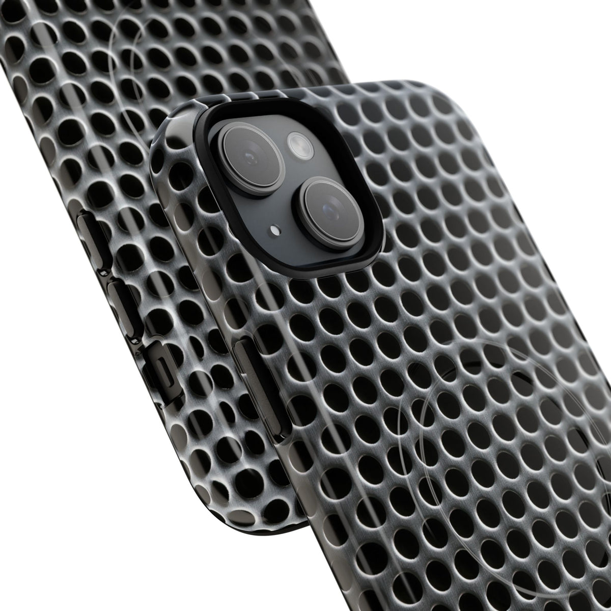 Brushed Perforated Steel · Tough 2.0 Magnetic Phone Case for iPhone · Silver
