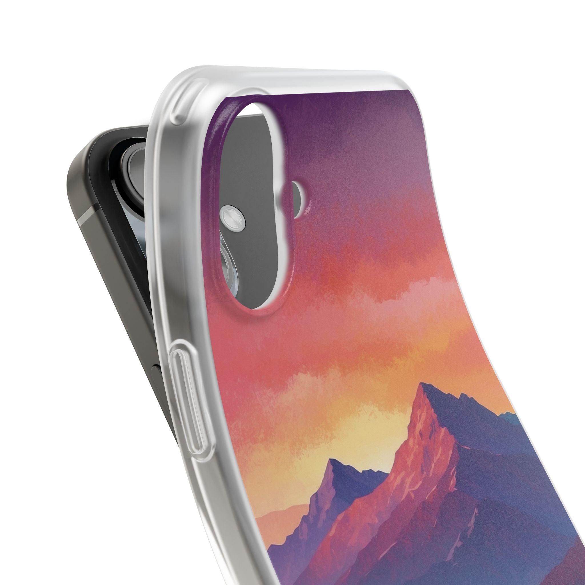 Crimson Mountain Dusk · Soft Custodia per iPhone