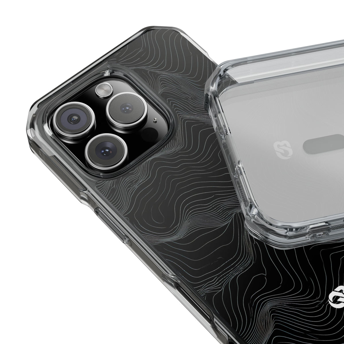 Obsidian Contour Elevation · Clear Impact Magnetic Phone Case for iPhone · Black