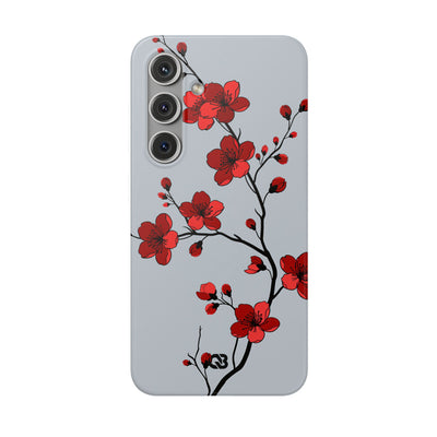 Grey Lite Phone Case for Samsung - Crimson Blossom Onyx