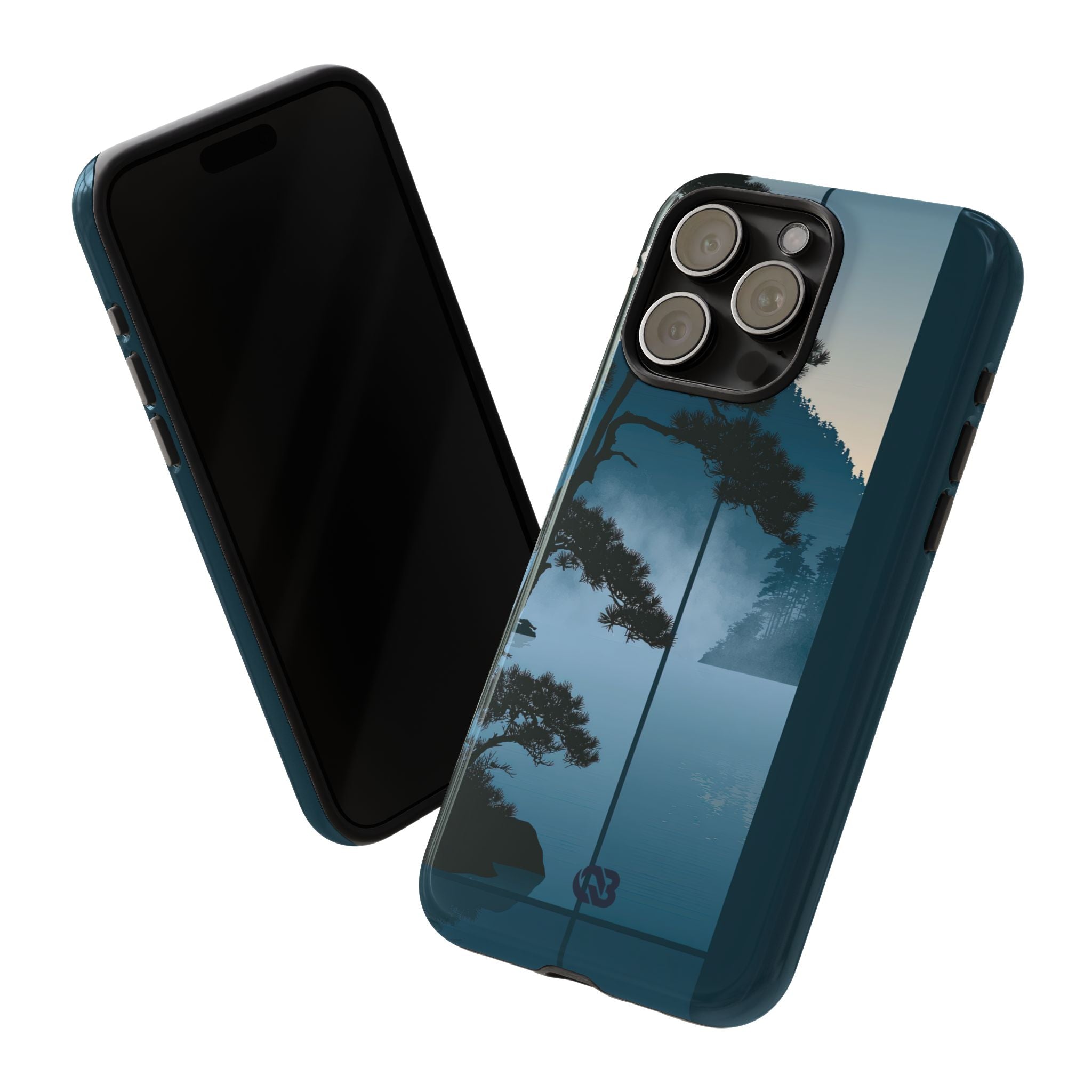 Blue Tough Phone Case for iPhone - Kyoto Mist Pine