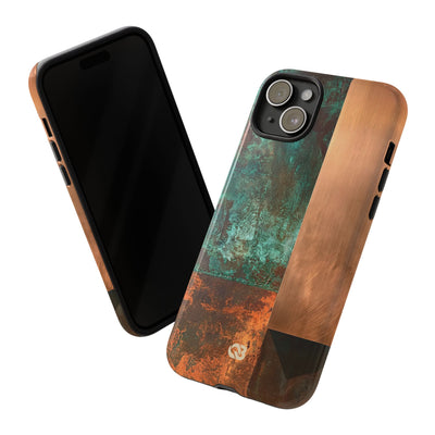 Teal Tough Phone Case for iPhone - Verdigris Copper Slab