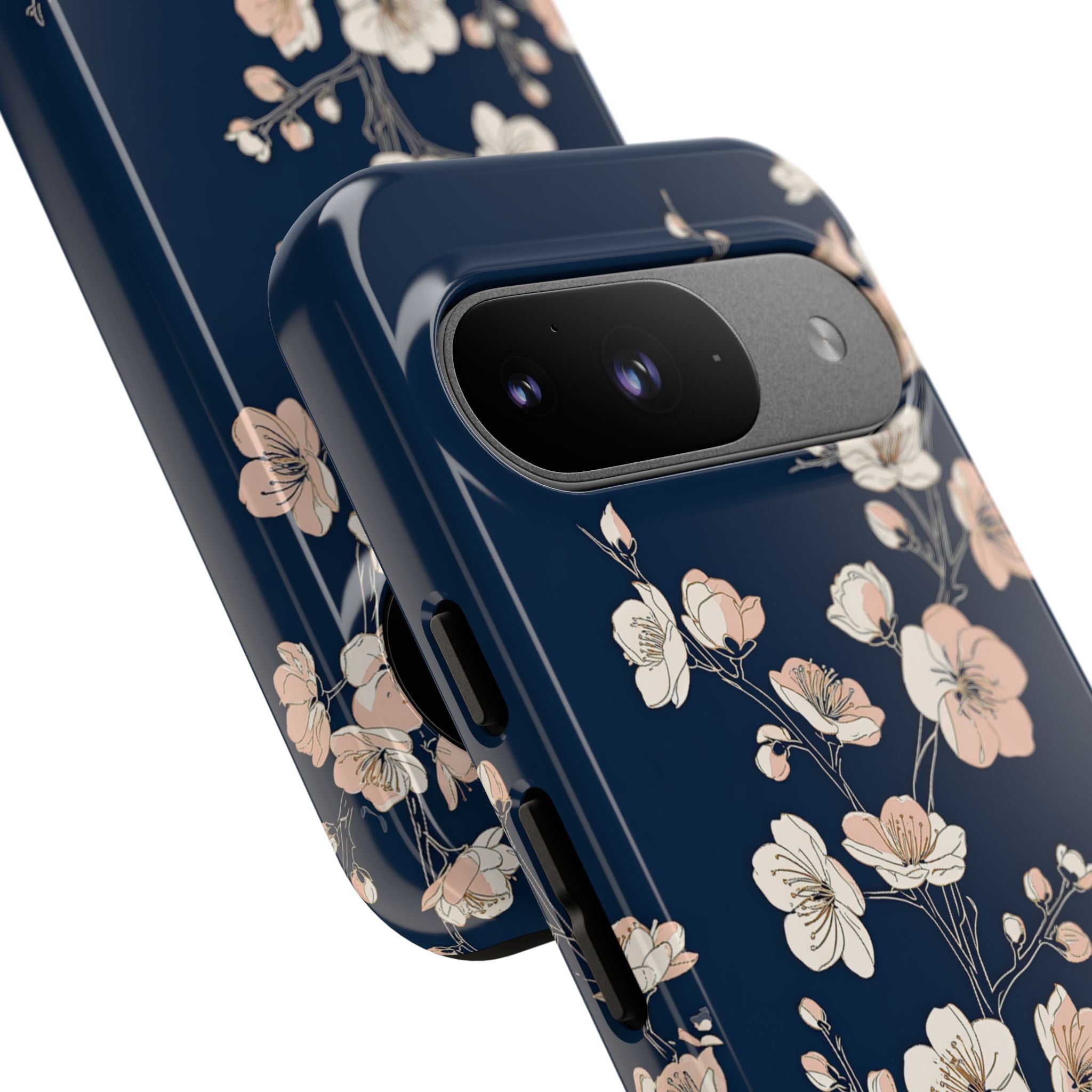 Blue Tough Phone Case for Google Pixel - Midnight Peach Sakura