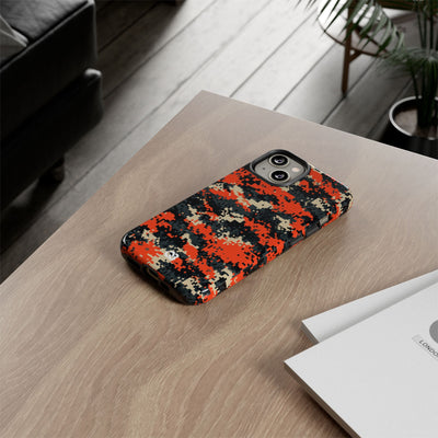Signal Pixel Camo · Tough Phone Case for iPhone · Orange