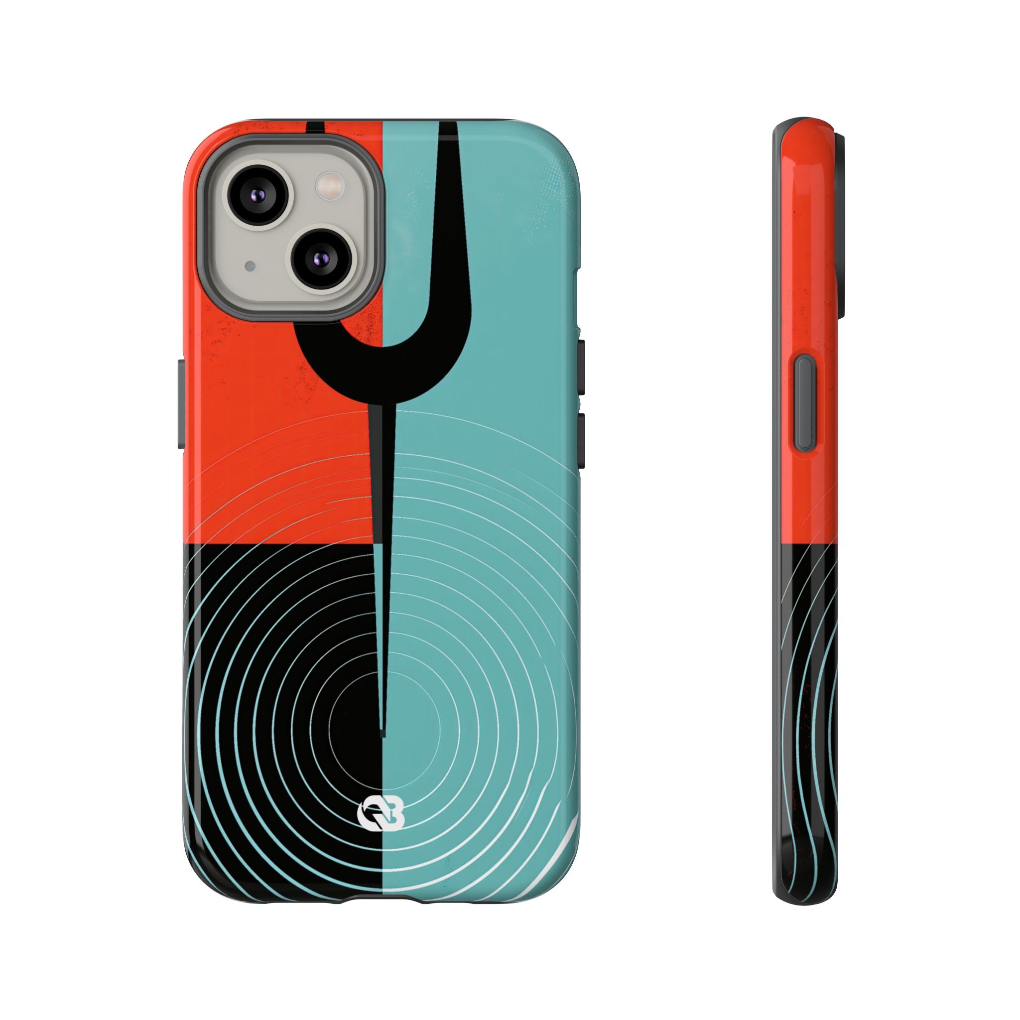 Teal Tough Phone Case for iPhone - Sonic Static Split