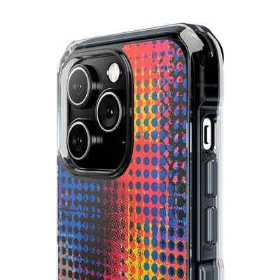 Chromatic Halftone Grid · Clear Impact Magnetic Phone Case for iPhone ·  Blue