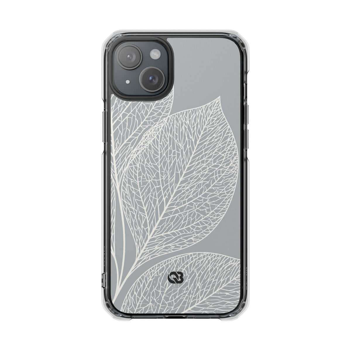 Minimal Leaf Skeleton · Clear Impact Magnetic Phone Case for iPhone ·  Grey