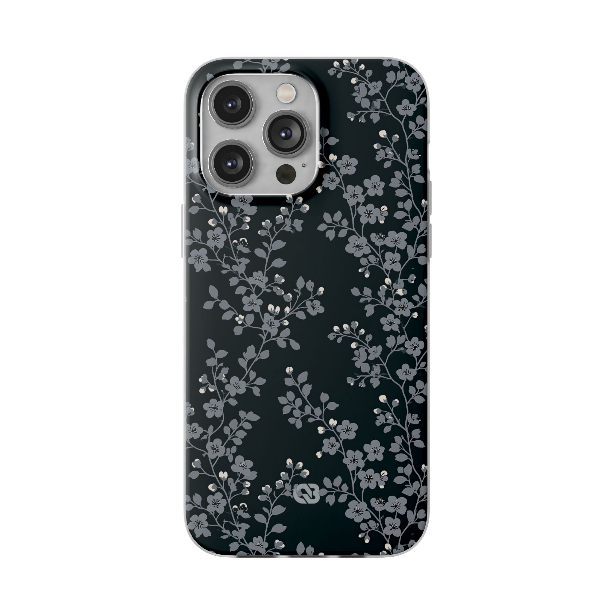 Black Lite Phone Case for iPhone - Midnight Slate Blossom