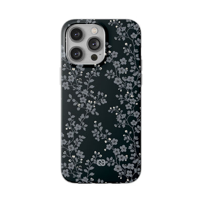 Black Lite Phone Case for iPhone - Midnight Slate Blossom
