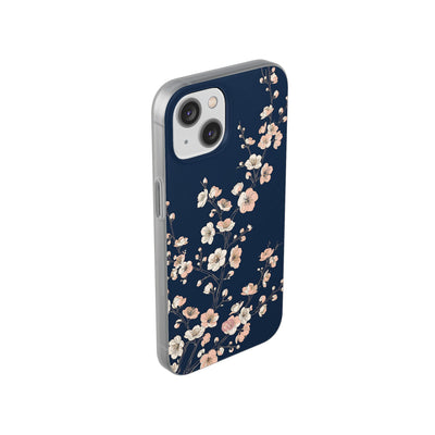 Blue Lite Phone Case for iPhone - Midnight Peach Sakura