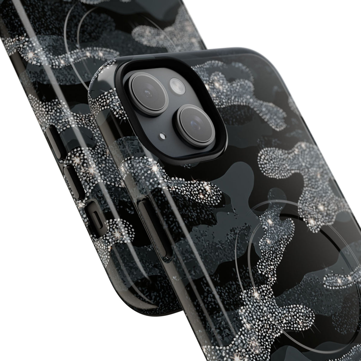 Glitter Shadow Camo · Tough 2.0 Magnetic Phone Case for iPhone · Black
