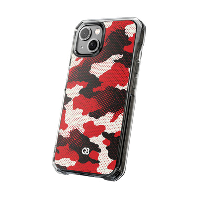 Crimson Halftone Camo · Clear Impact Magnetic Phone Case for iPhone · Red