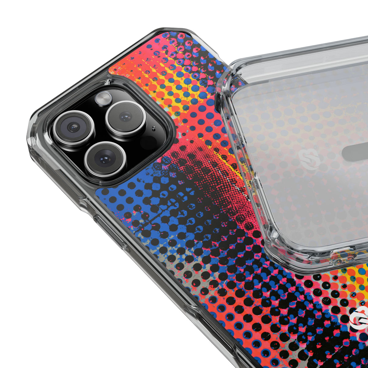 Chromatic Halftone Grid · Clear Impact Magnetic Phone Case for iPhone ·  Blue