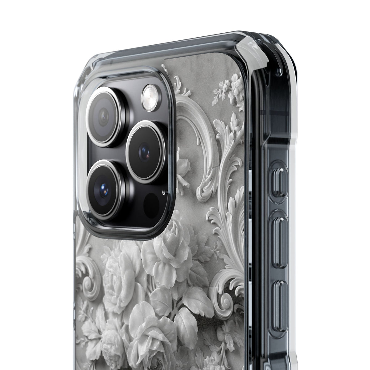 Rococo Marble Rose · Clear Impact Magnetic Phone Case for iPhone · White