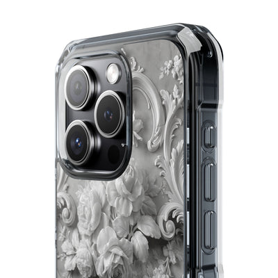 Rococo Marble Rose · Clear Impact Magnetic Phone Case for iPhone · White