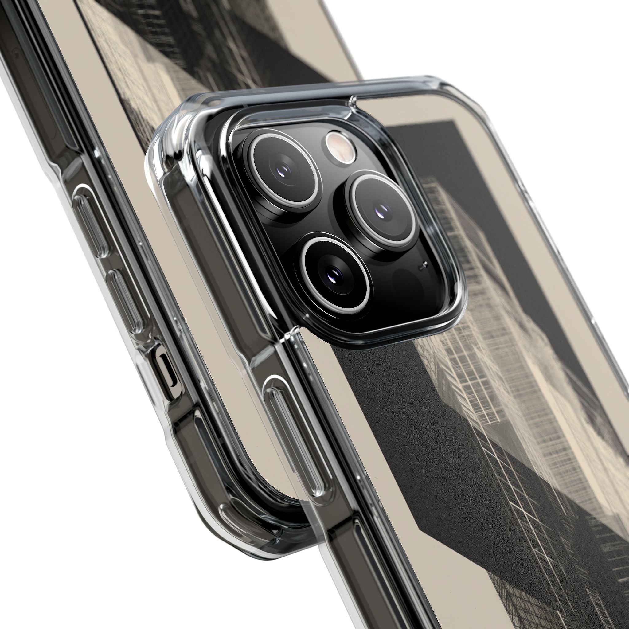 Beige Impact MagSafe Phone Case for iPhone - Monolith Urban Grid