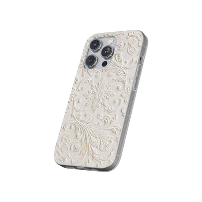 White Lite Phone Case for iPhone - Alabaster Floral Relief