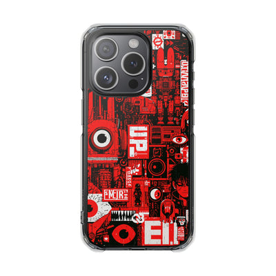 Neo Mecha Collage · Clear Impact Magnetic Phone Case for iPhone · Red