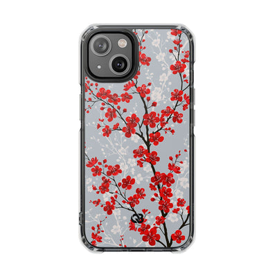 Grey Impact MagSafe Phone Case for iPhone - Crimson Sakura Slate