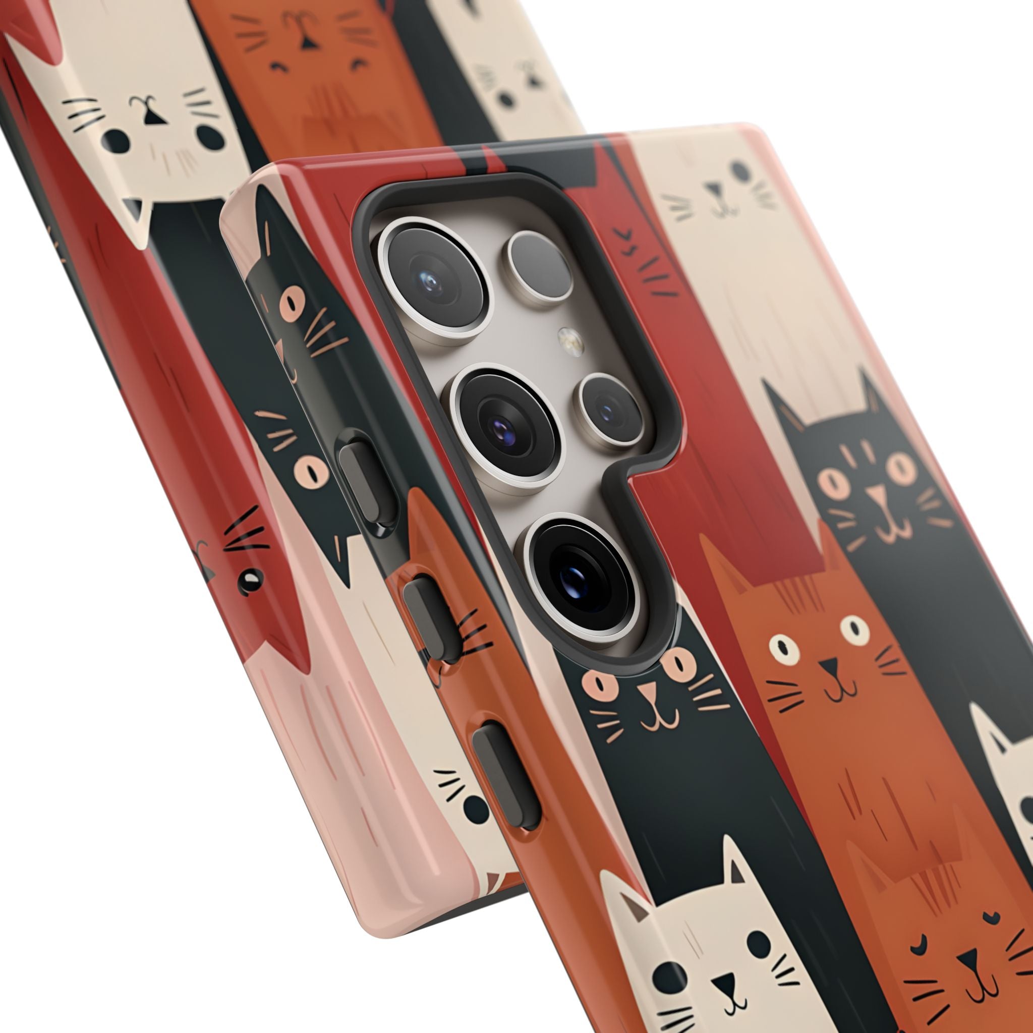 Verlängerte Katzen Schwarz Samsung S24 Ultra Case - Tough