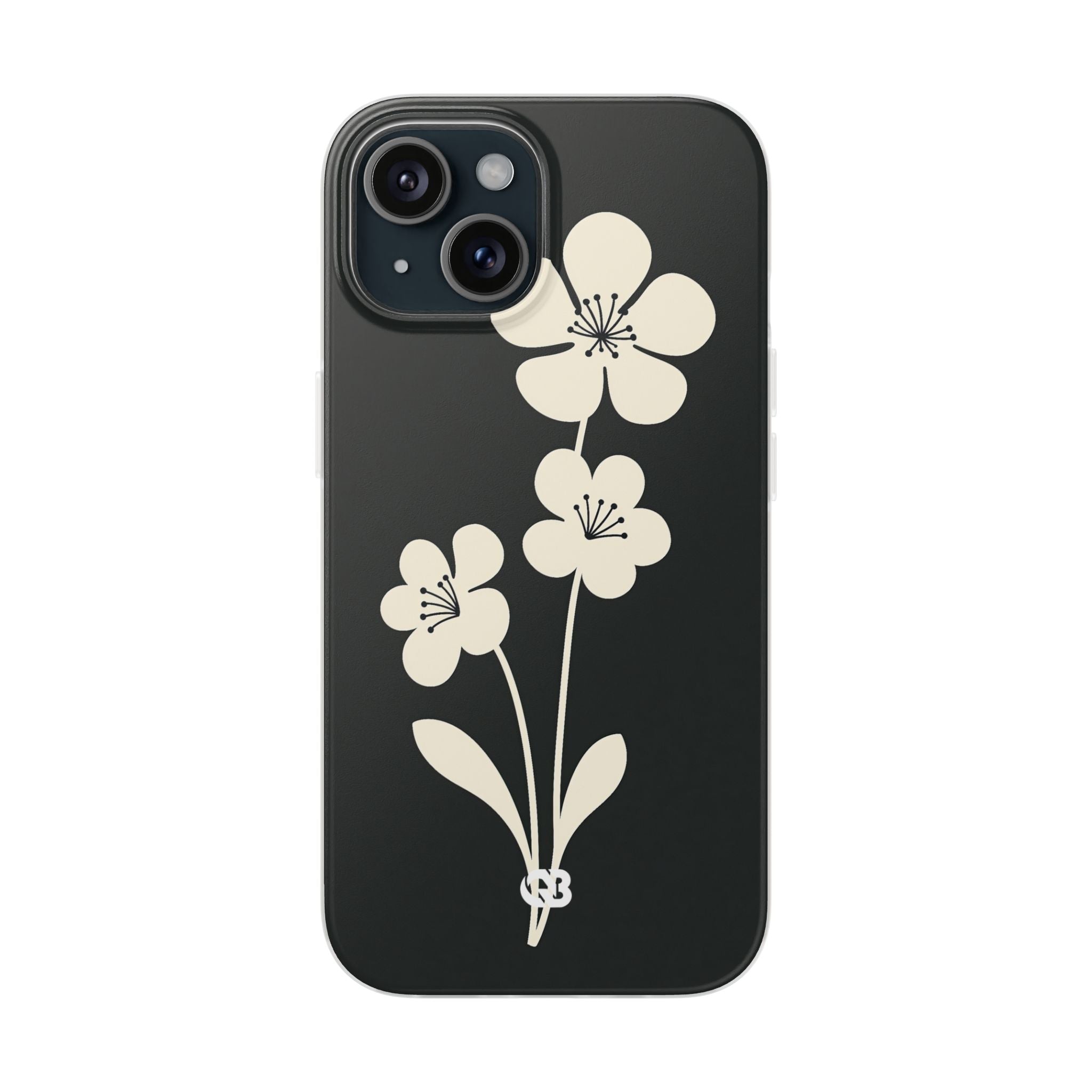 Black Lite Phone Case for iPhone - Obsidian Cream Bloom