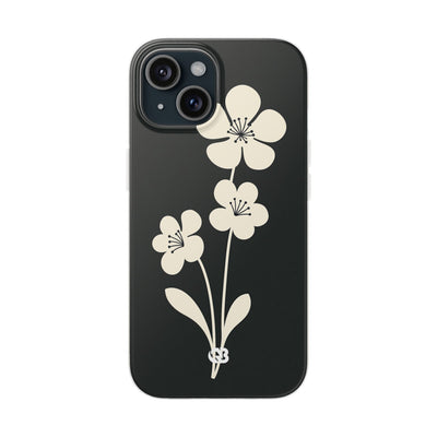 Black Lite Phone Case for iPhone - Obsidian Cream Bloom