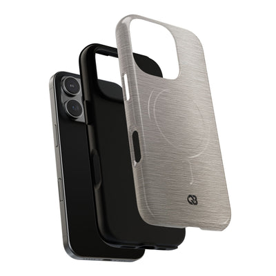 Grey Tough 2.0 Magsafe Phone Case for iPhone - Brushed Nickel Linen