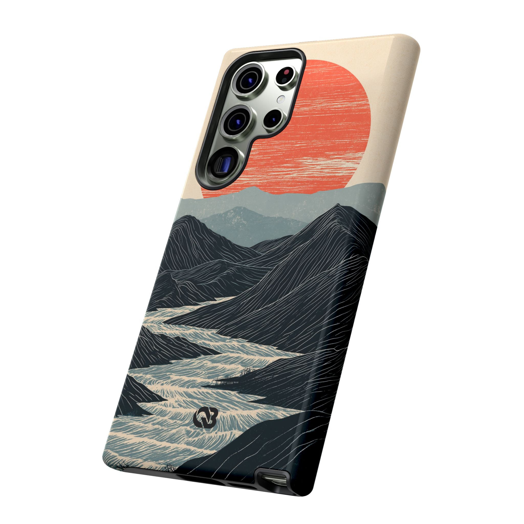 Beige Tough Phone Case for Samsung - Crimson Ridge Flow