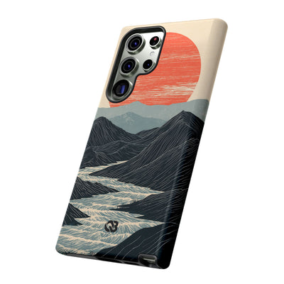 Beige Tough Phone Case for Samsung - Crimson Ridge Flow