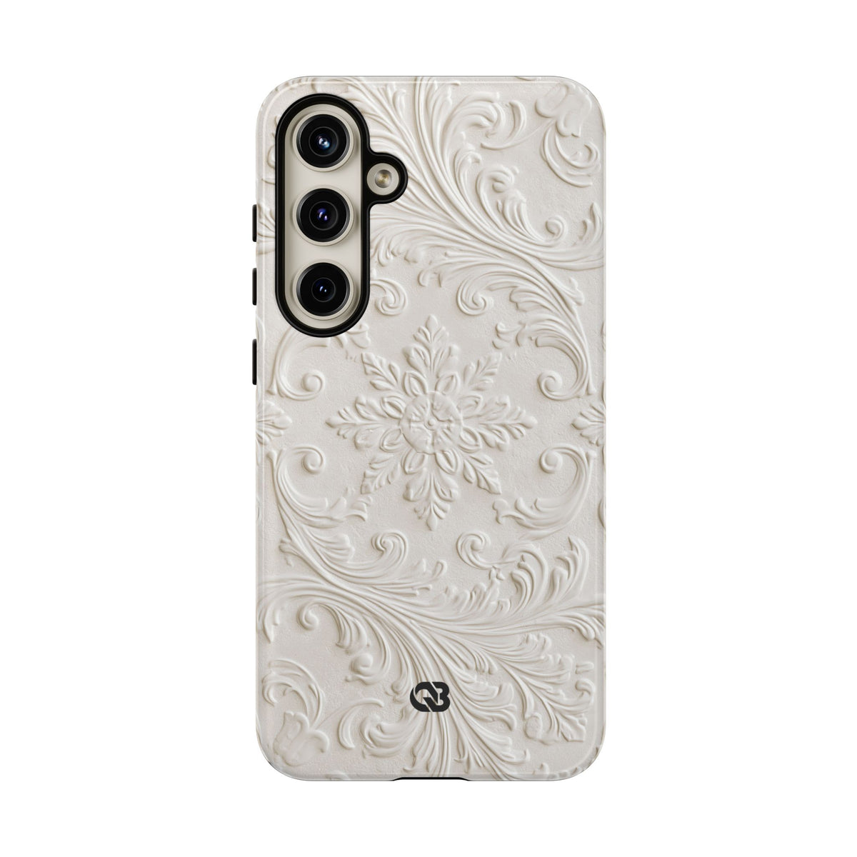 Ivory Baroque Relief · Tough Phone Case for Samsung · White