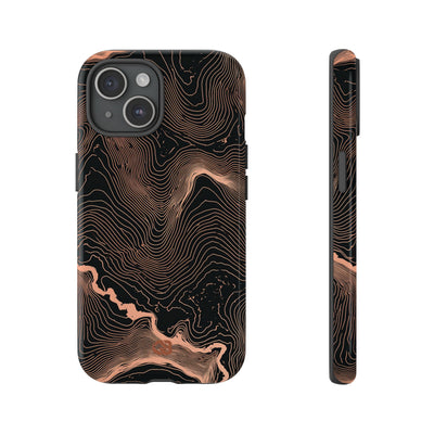 Orange Tough Phone Case for iPhone - Salmon Ridge Topo