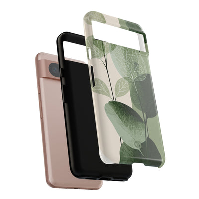 Green Tough Phone Case for Google Pixel - Sage Leaf Skeletals