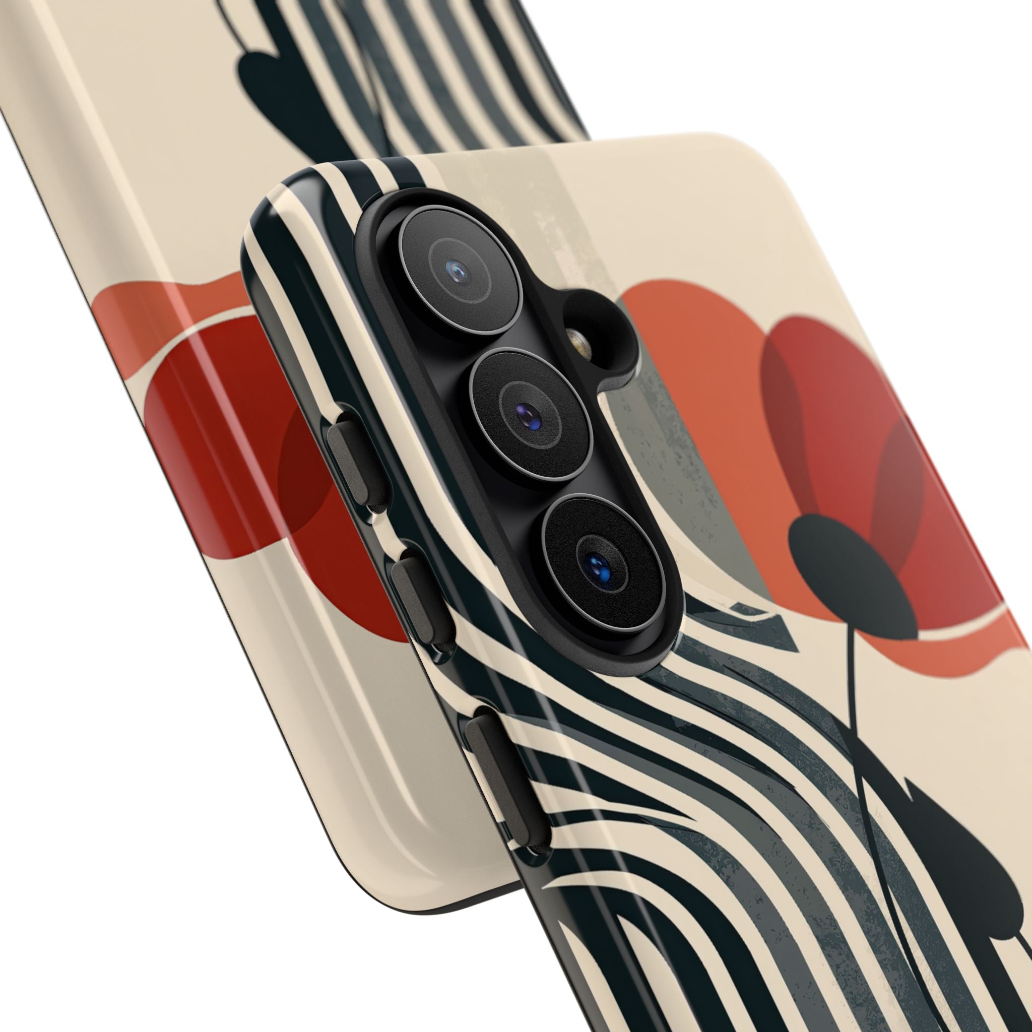Beige Tough Phone Case for Samsung - Crimson Line Bloom
