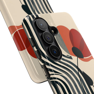 Beige Tough Phone Case for Samsung - Crimson Line Bloom