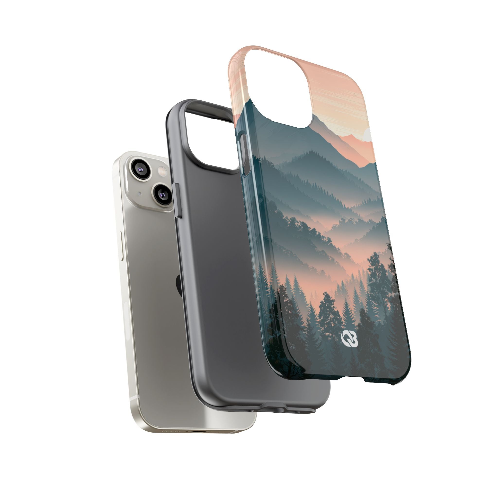 Teal Tough Phone Case for iPhone - Alpine Teal Horizon