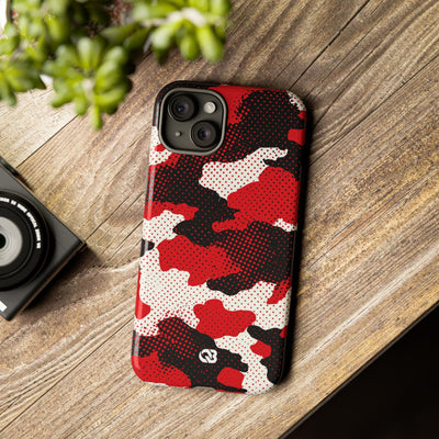 Crimson Halftone Camo · Tough Phone Case for iPhone · Red