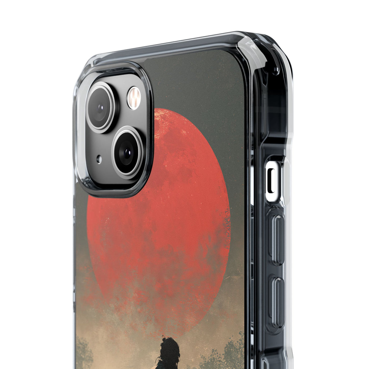 Crimson Moon Ronin · Clear Impact Magnetic Phone Case for iPhone · Red