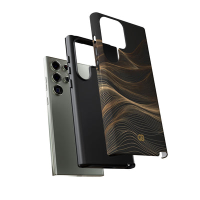 Black Tough Phone Case for Samsung - Copper Topo Ridge