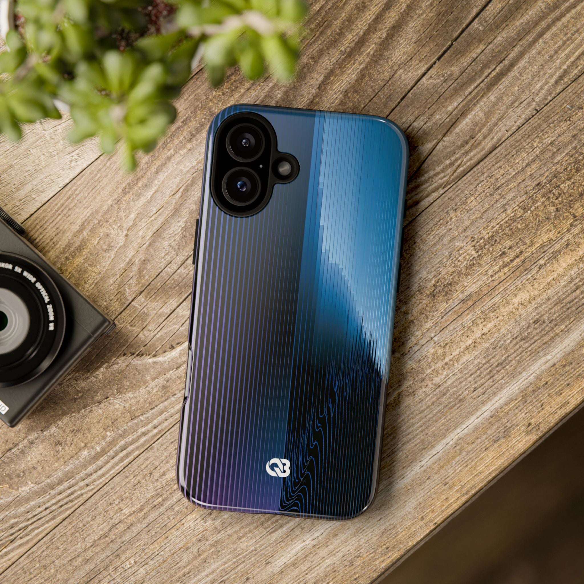 Blue Tough Phone Case for iPhone - Indigo Distortion Wave