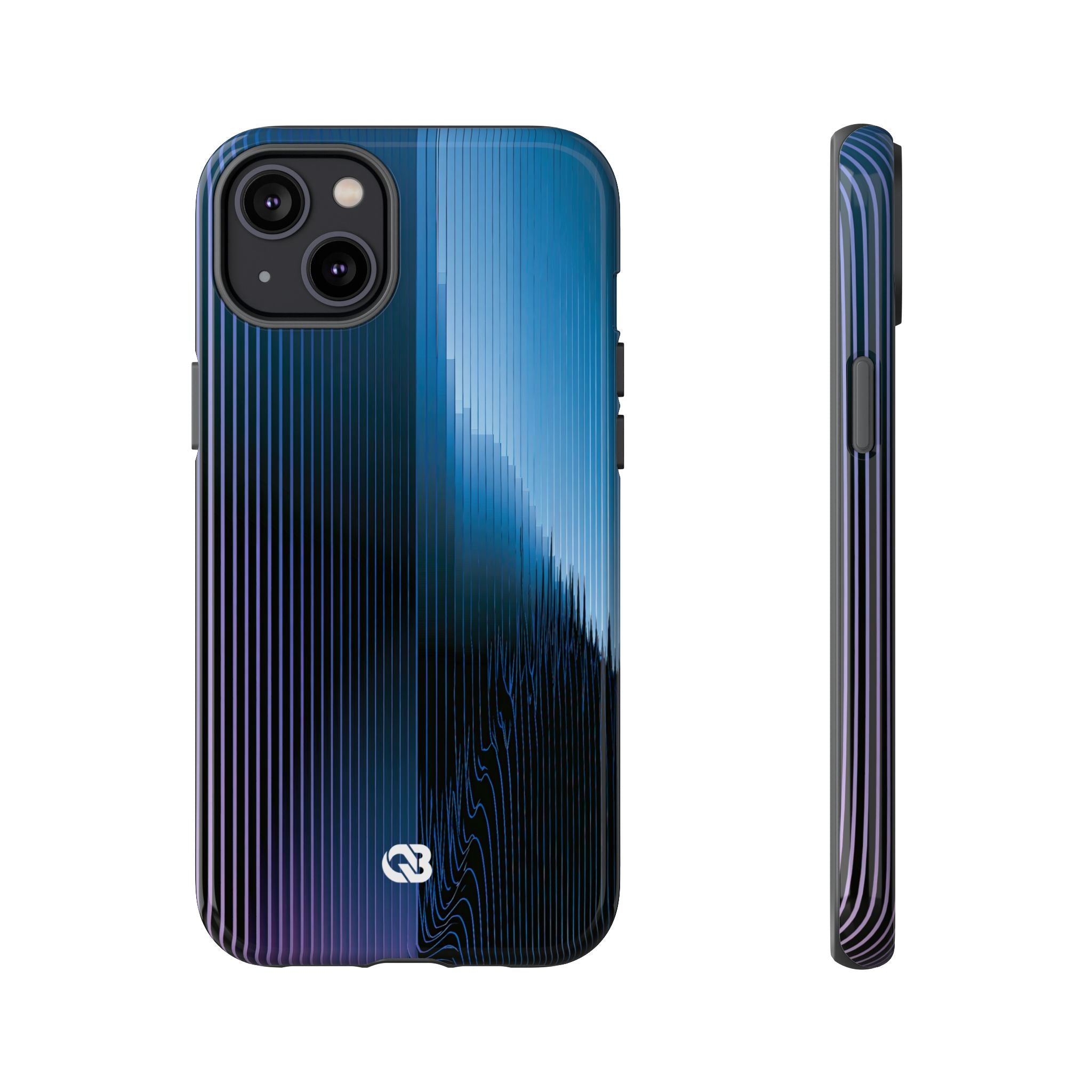 Blue Tough Phone Case for iPhone - Indigo Distortion Wave