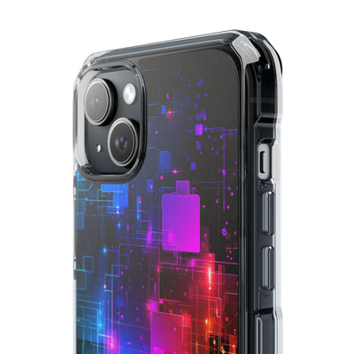 Spectral Circuit Grid · Clear Impact Magnetic Phone Case for iPhone · Black