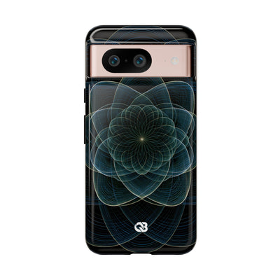 Blue Tough Phone Case for Google Pixel - Celestial Wireframe Bloom