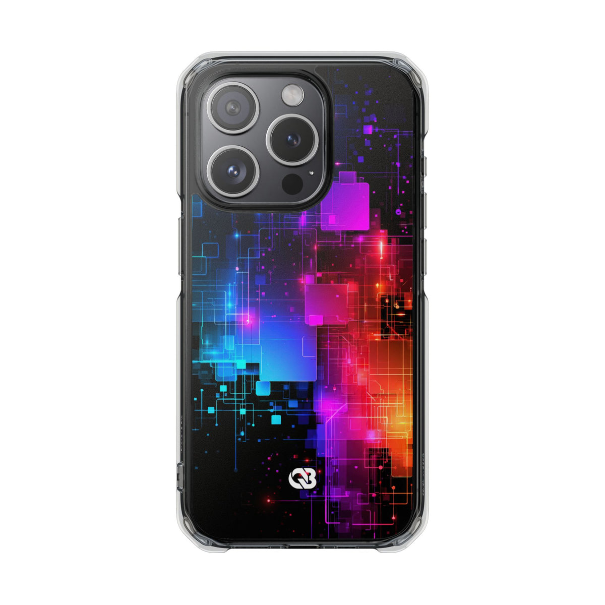 Spectral Circuit Grid · Clear Impact Magnetic Phone Case for iPhone · Black