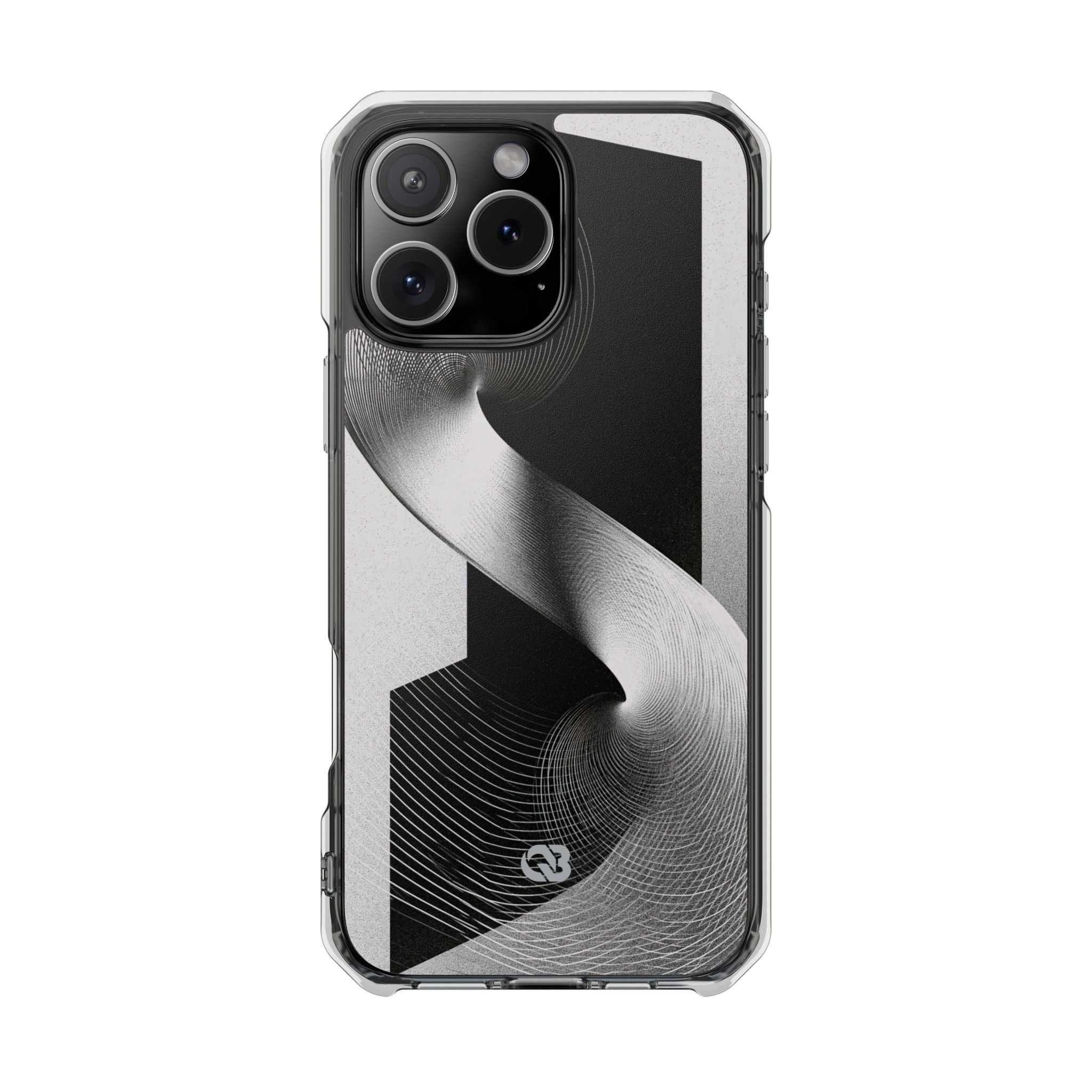 Grey Impact MagSafe Phone Case for iPhone - Obsidian Moiré Wave