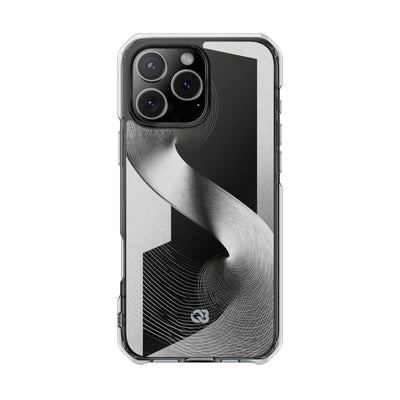 Grey Impact MagSafe Phone Case for iPhone - Obsidian Moiré Wave