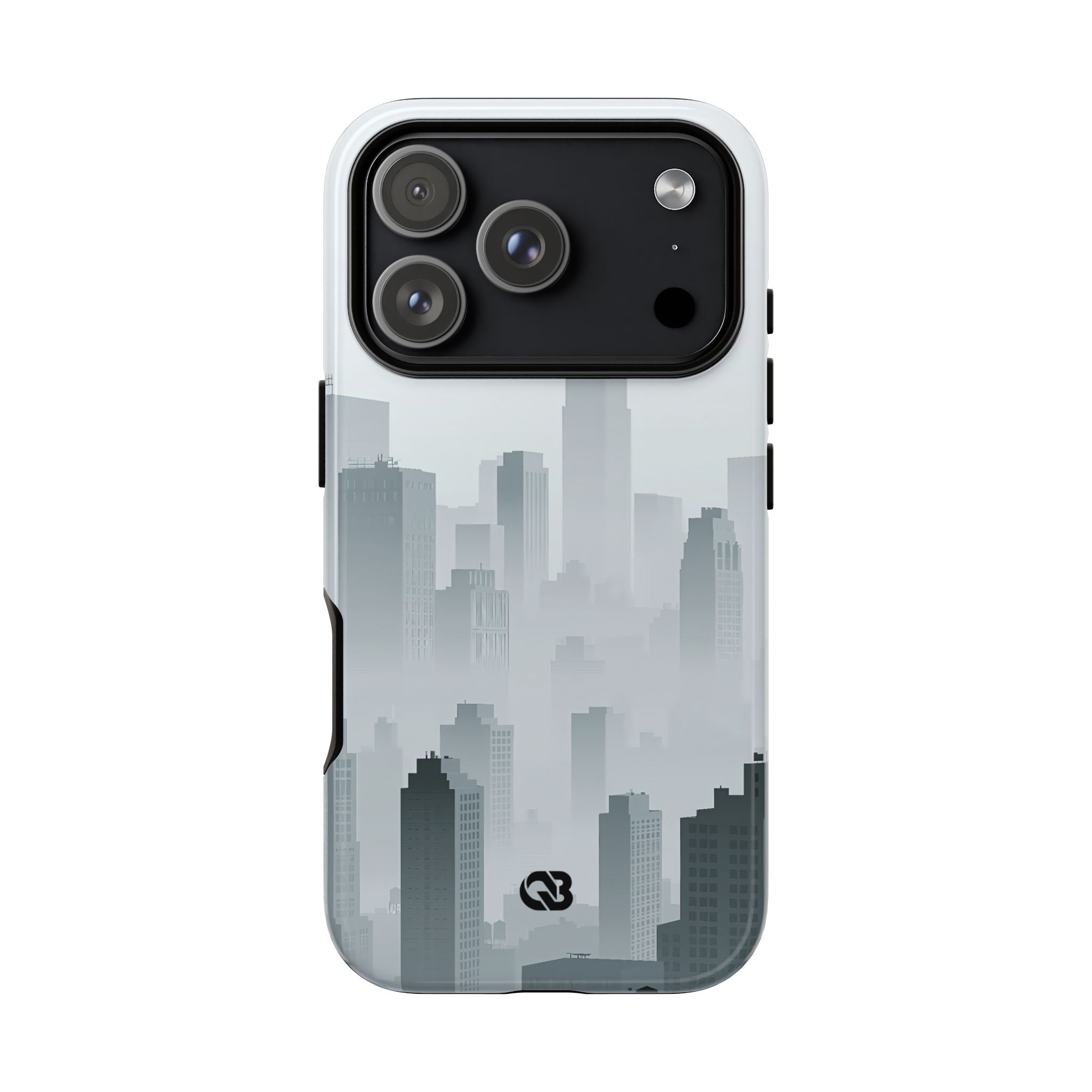Grey Tough Phone Case for iPhone - Steel Mist Skyline