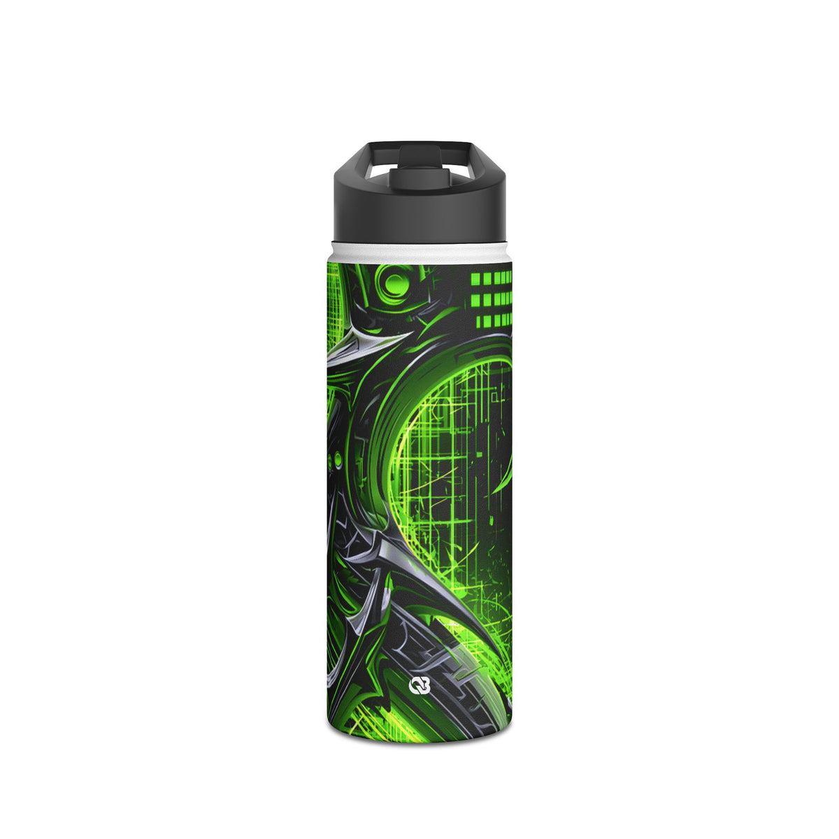 Cyber Sigil Grid · Insulated Water Bottle · Green