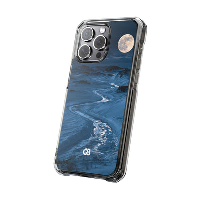 Arctic Moon Drift · Clear Impact Magnetic Phone Case for iPhone · Blue