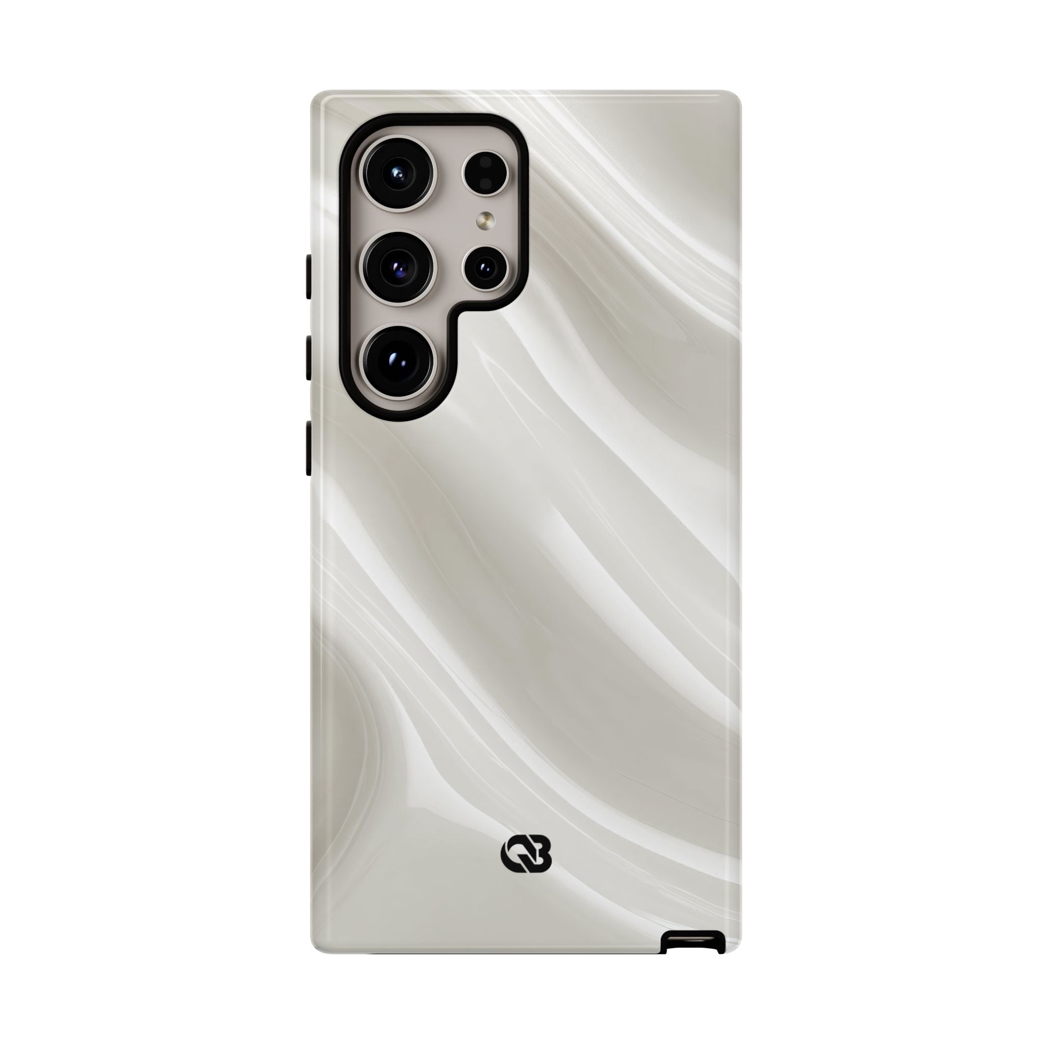 White Tough Phone Case for Samsung - Polished Ivory Wave