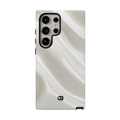 White Tough Phone Case for Samsung - Polished Ivory Wave